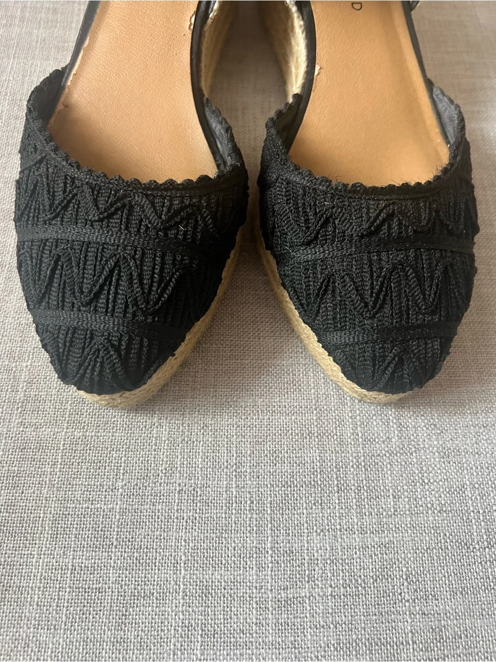 Lucky Brand women’s Black boho festival Espadrille Ankle-Wrap Wedge, size 9